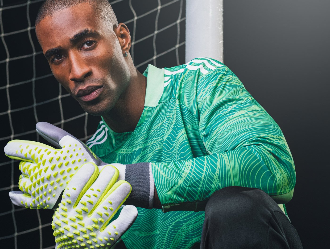 Goalkeeper Clothing Featuring adidas Goalkeeper Top in Green & adidas Predator Gloves