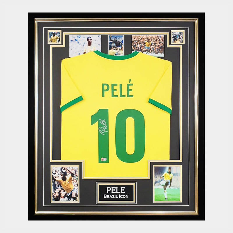 Lovell Soccer Signed Pele Jersey Framed Brazil Icon Autograph