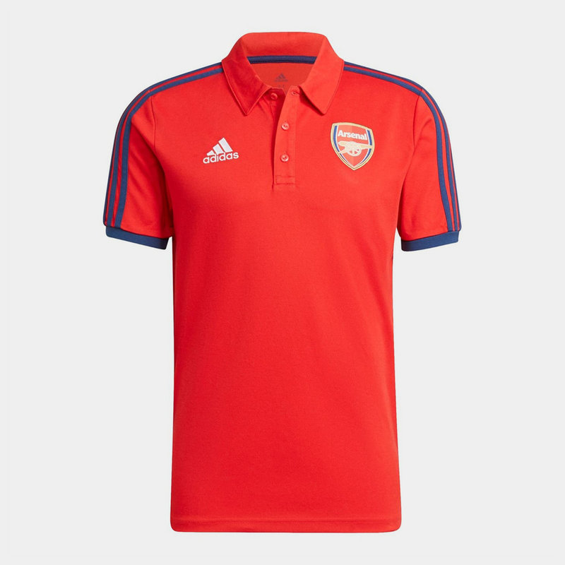 adidas Arsenal 3 Stripe Polo Shirt 2021 2022 Mens